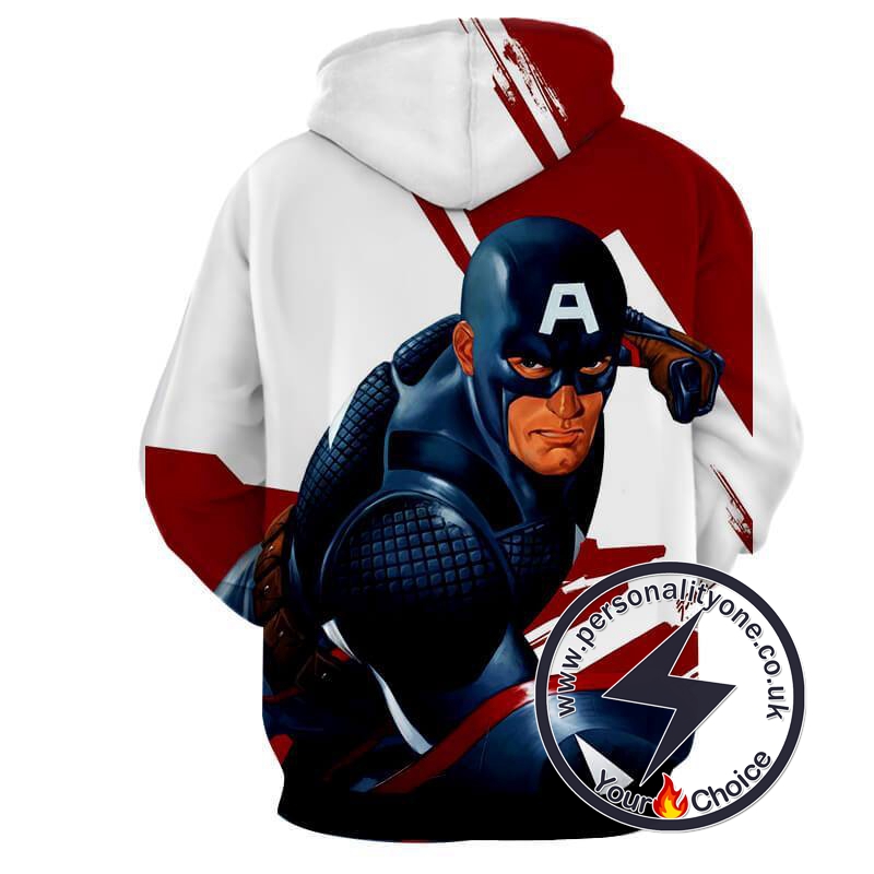 CAPTAIN AMERICA RED AND WHITE 3D Hoodies - CAPTAIN AMERICA 3D